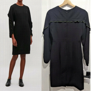 COS | Ruffle Sleeve Sheath Dress with Green Trim